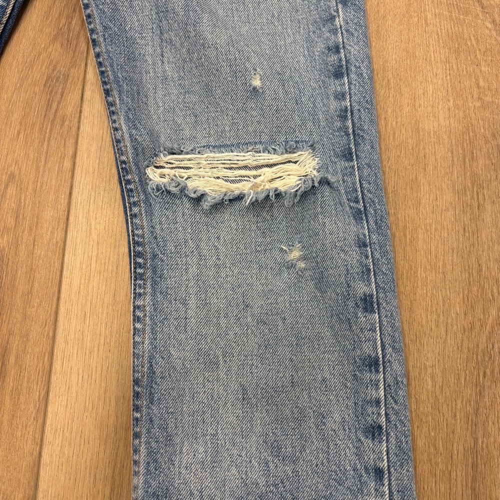 🌟RE/DONE🌟ORIGINALS HIGH RISE STRAIGHT LEG DISTRESSED JEANS LIGHT WASH SZ 24 - Picture 6 of 11
